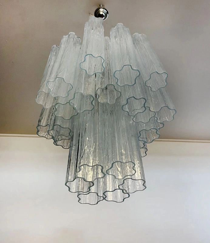 Винтажная люстра Murano Chandelier 30 Clear Glass Tubes