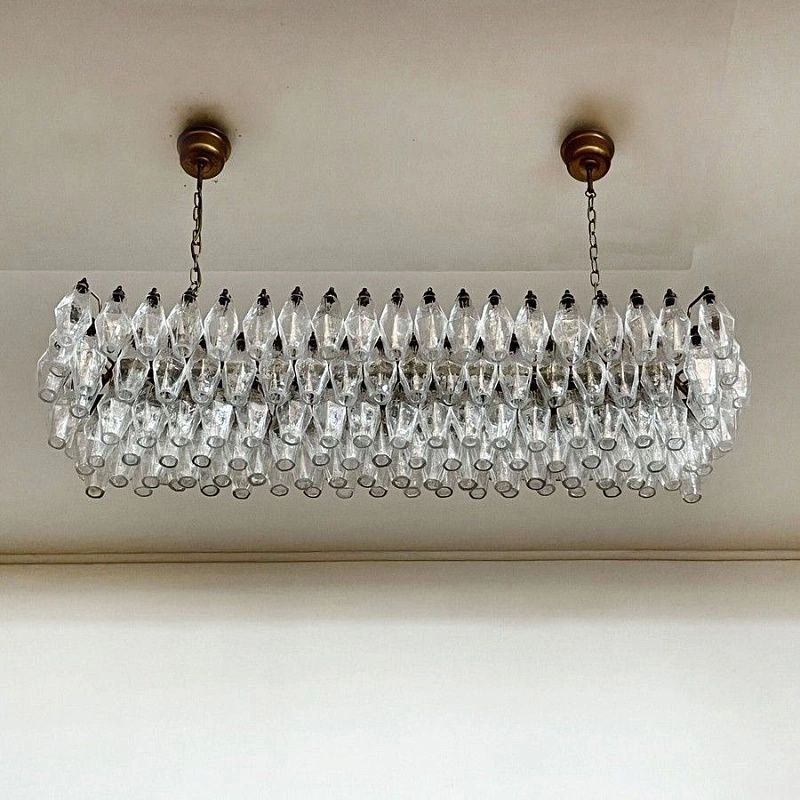 Винтажная люстра Murano Chandelier 138 Clear Poliedri Glass