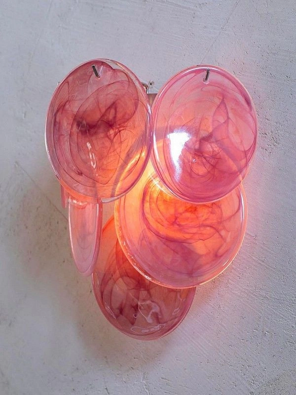 Настенный светильник Murano Wall Lamp 6 Pink Disk Glass
