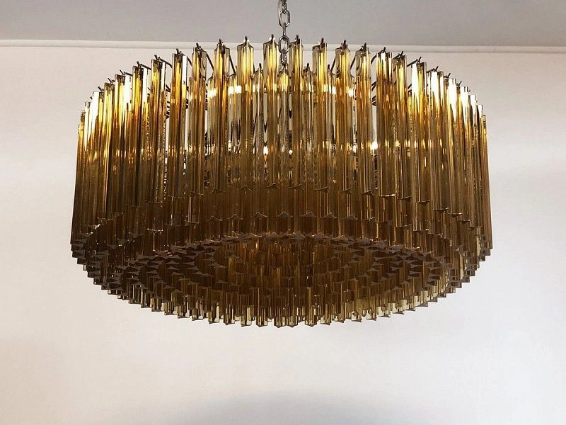 Винтажная люстра Murano Chandelier 391 Clear and Yellow Prism Glass