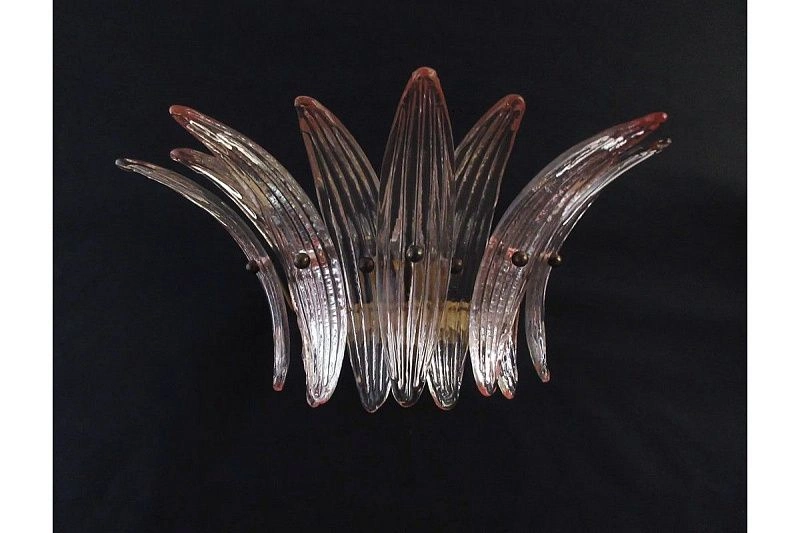 Настенный светильник Murano Wall Lamp 9 Pink Palmette Glass