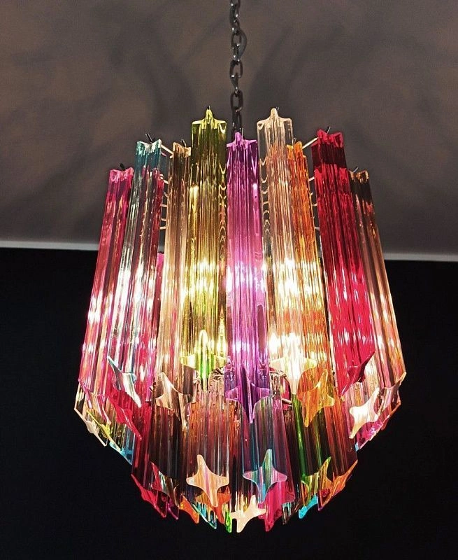 Винтажная люстра Murano Chandelier 47 Multicolored Prism Glass