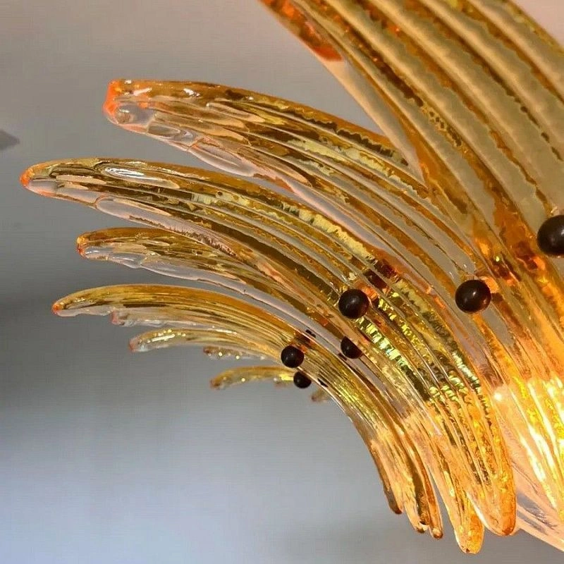 Винтажная люстра Murano Chandelier 36 Yellow Palmette Glass