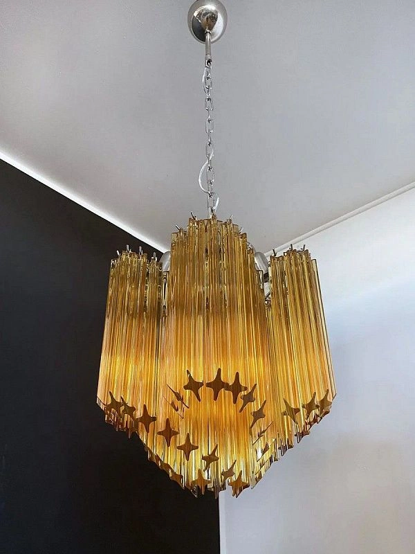 Винтажная люстра Murano Chandelier 60 Yellow Prism Glass