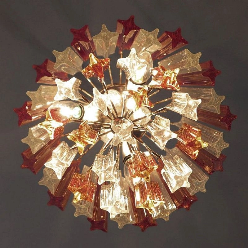 Винтажная люстра Murano Chandelier 47 Clear and Yellow Prism Glass