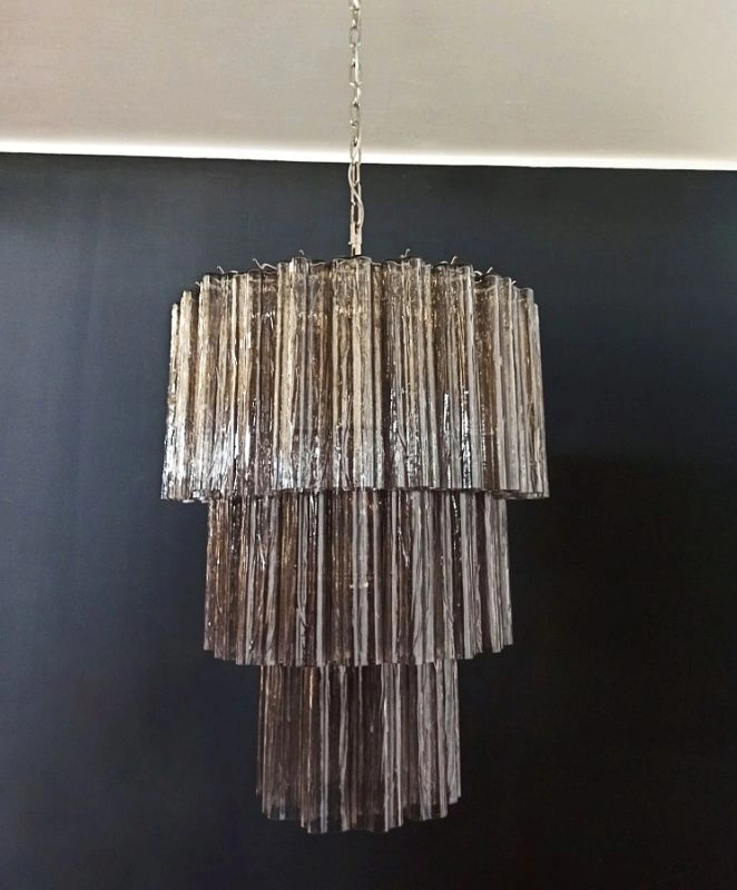 Винтажная люстра Murano Chandelier 52 Smoke-Colored Glass Tubes
