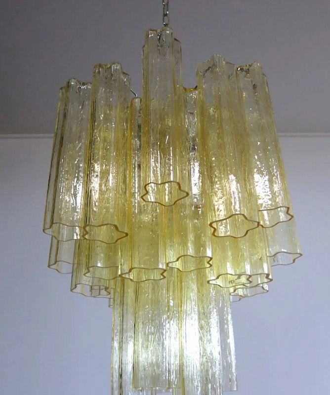 Винтажная люстра Murano Chandelier 30 Yellow Glass Tubes