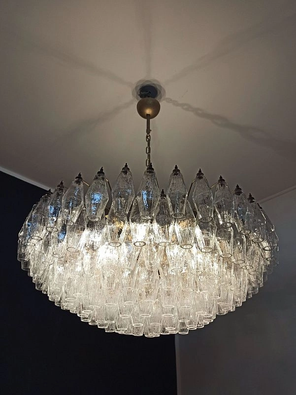 Винтажная люстра Murano Chandelier 185 Clear Poliedri Glass