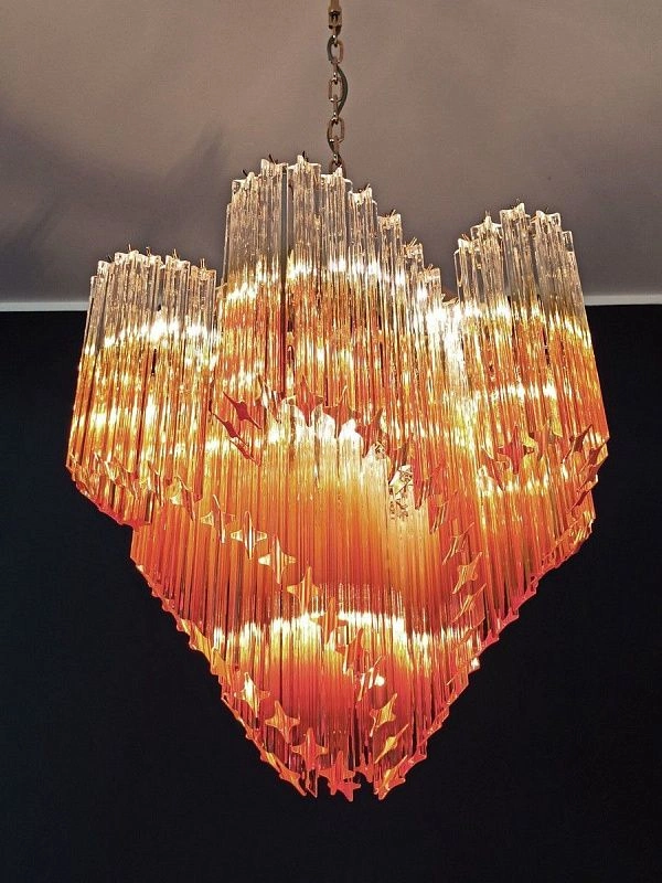 Винтажная люстра Murano Chandelier 114 Gradually Yellow Prism Glass