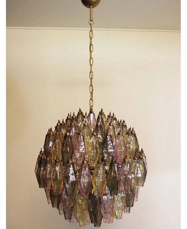 Винтажная люстра Murano Chandelier 140 Multicolored Poliedri Glass