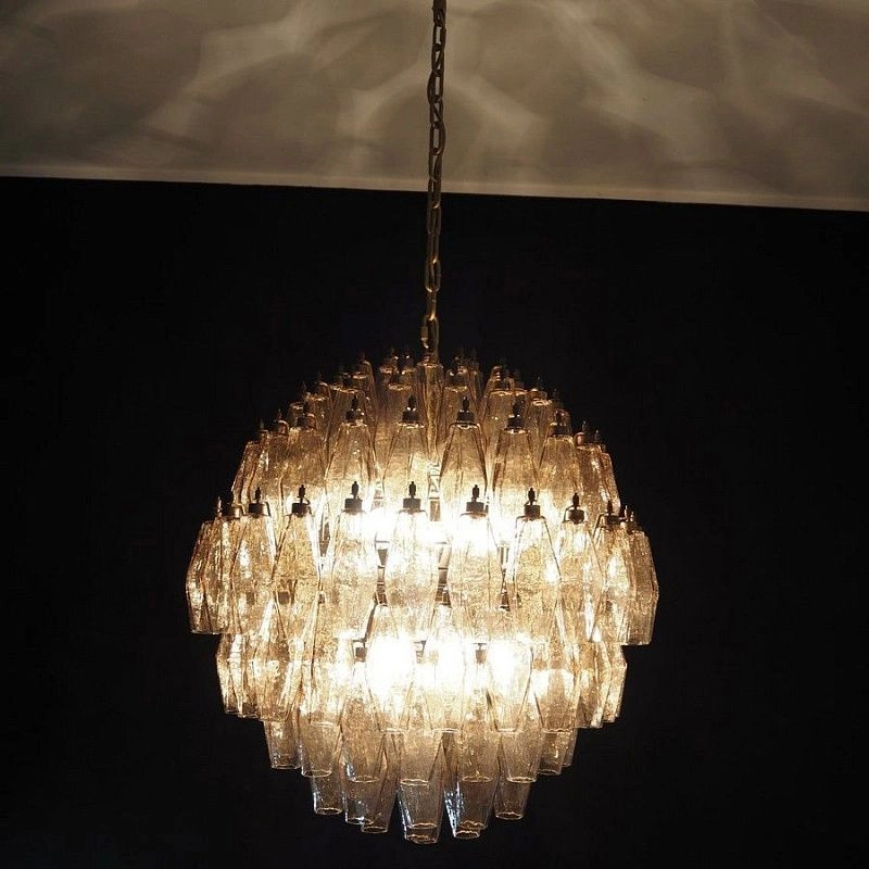 Винтажная люстра Murano Chandelier 140 Smoke-Colored Poliedri Glass