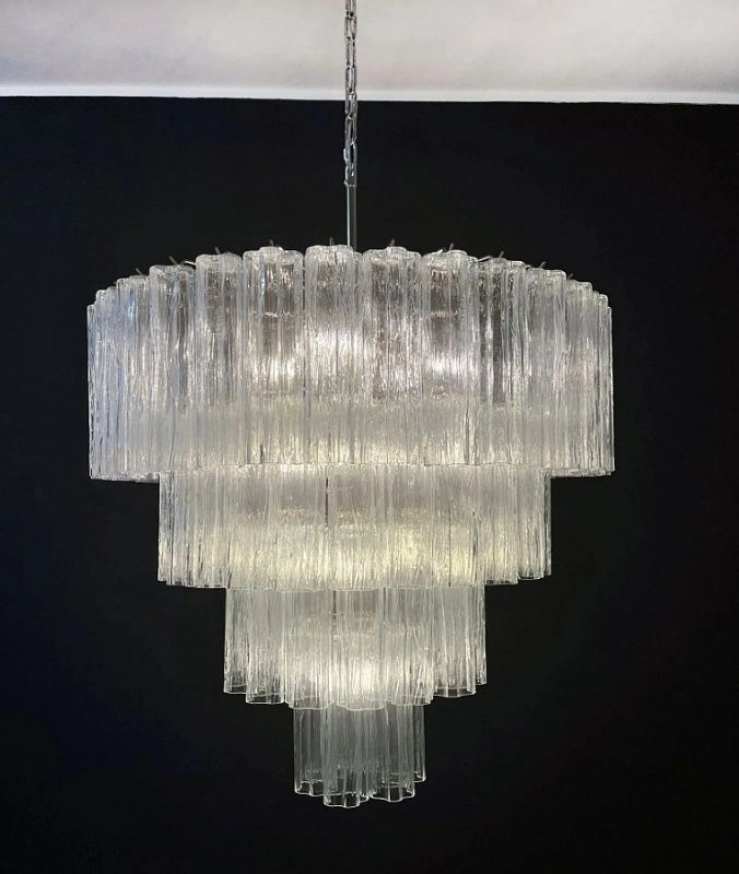 Винтажная люстра Murano Chandelier 78 Clear Glass Tubes