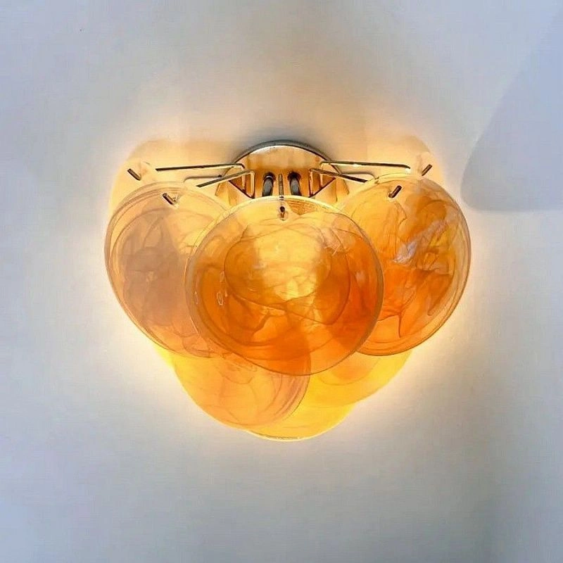 Настенный светильник Murano Wall Lamp 10 Alabaster Gold Disk Glass
