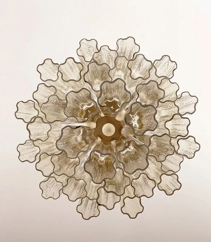 Винтажная люстра Murano Chandelier 36 Clear and Yellow Glass Tubes