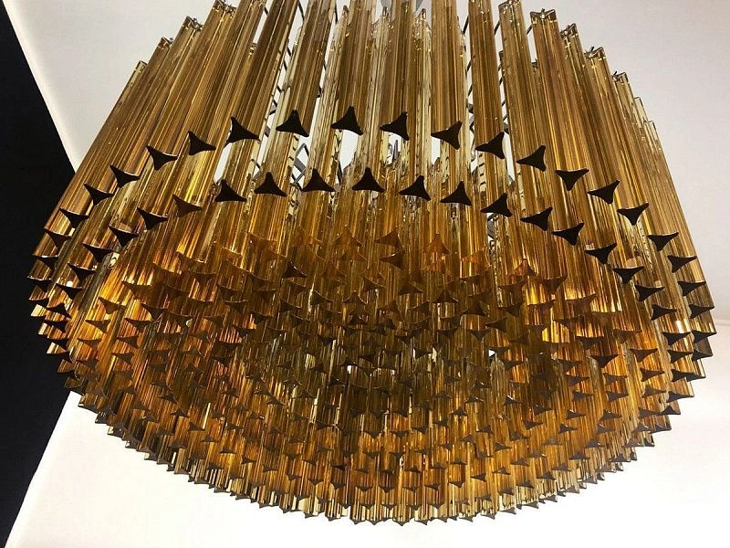 Винтажная люстра Murano Chandelier 391 Clear and Yellow Prism Glass