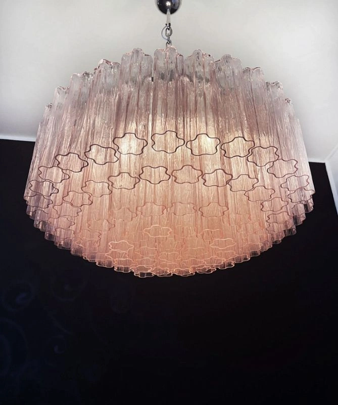 Винтажная люстра Murano Chandelier 101 Pink Glass Tubes