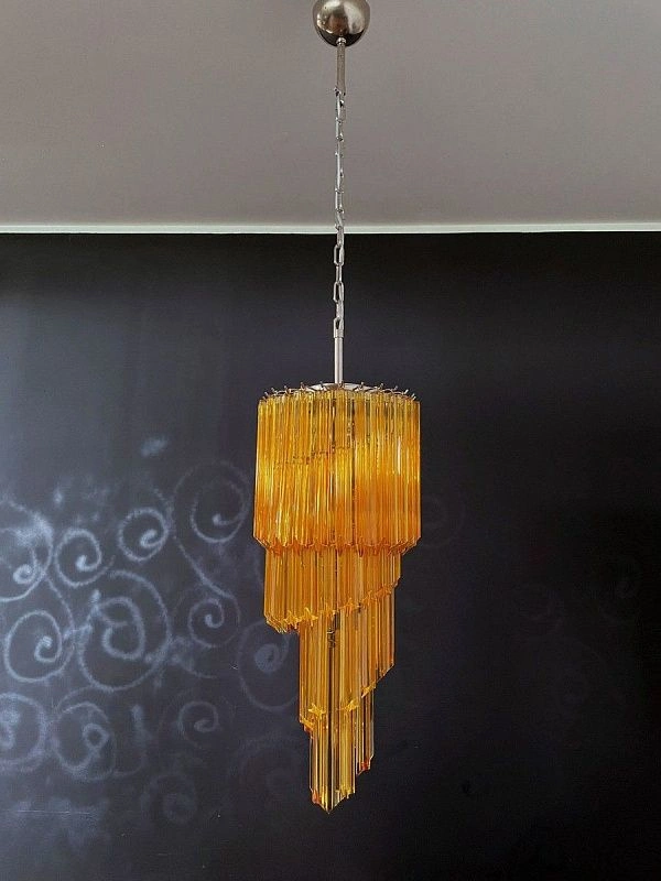 Винтажная люстра Murano Chandelier 54 Yellow Prism Glass