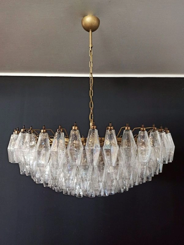 Винтажная люстра Murano Chandelier 185 Iridescent Poliedri Glass