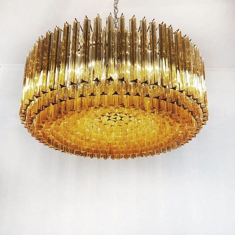 Винтажная люстра Murano Chandelier 391 Clear and Yellow Prism Glass
