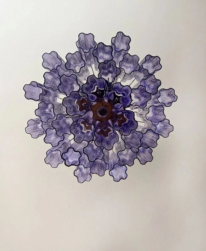 Винтажная люстра Murano Chandelier 36 Purple Glass Tubes