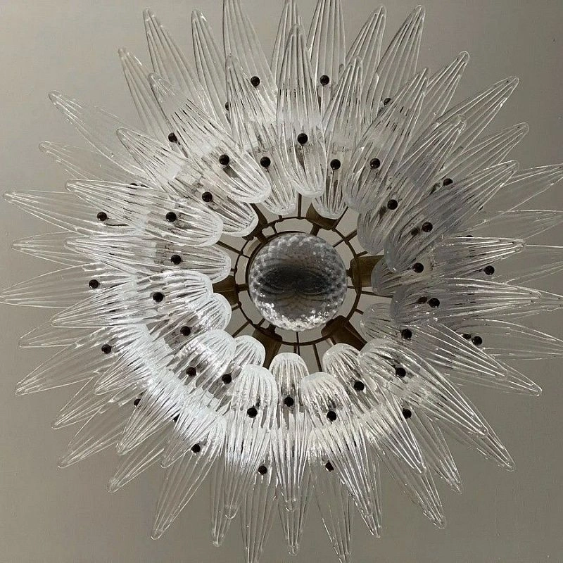 Винтажная люстра Murano Chandelier 58 Clear Palmette glass