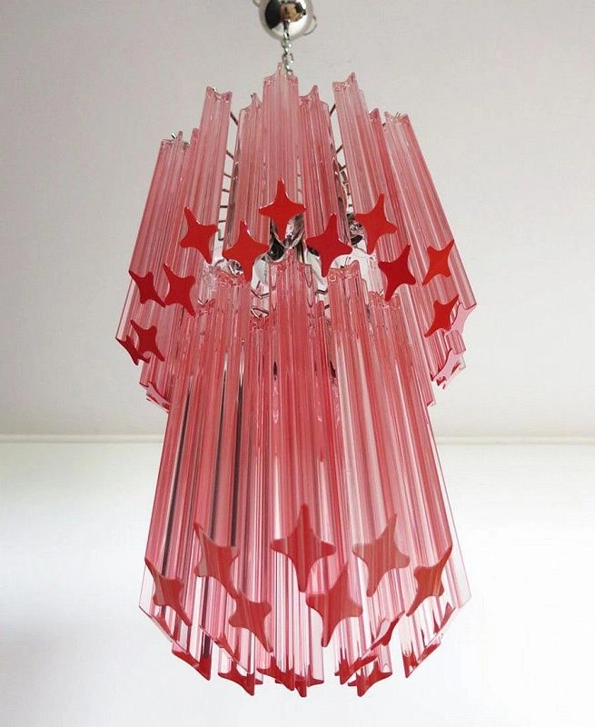 Винтажная люстра Murano Chandelier 46 Pink Prism Glass