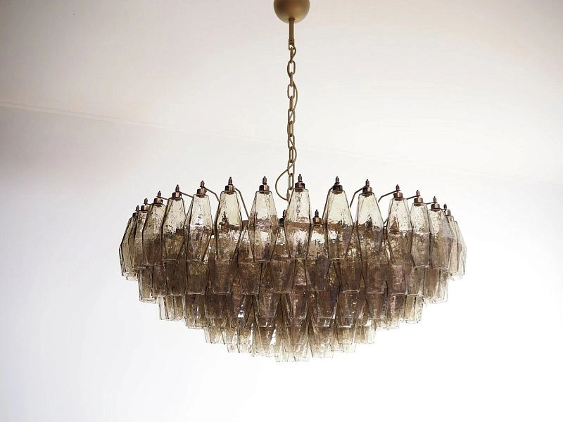Винтажная люстра Murano Chandelier 185 Smoky Poliedri Glass