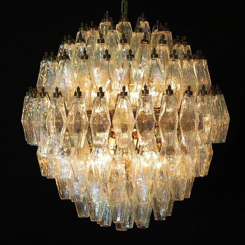 Винтажная люстра Murano Chandelier 140 Iris Clear Poliedri Glass