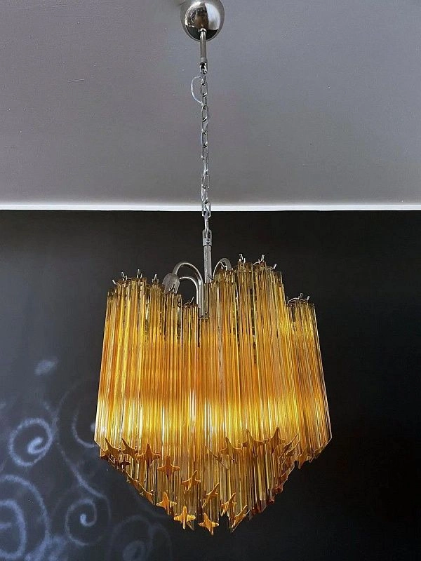 Винтажная люстра Murano Chandelier 60 Yellow Prism Glass