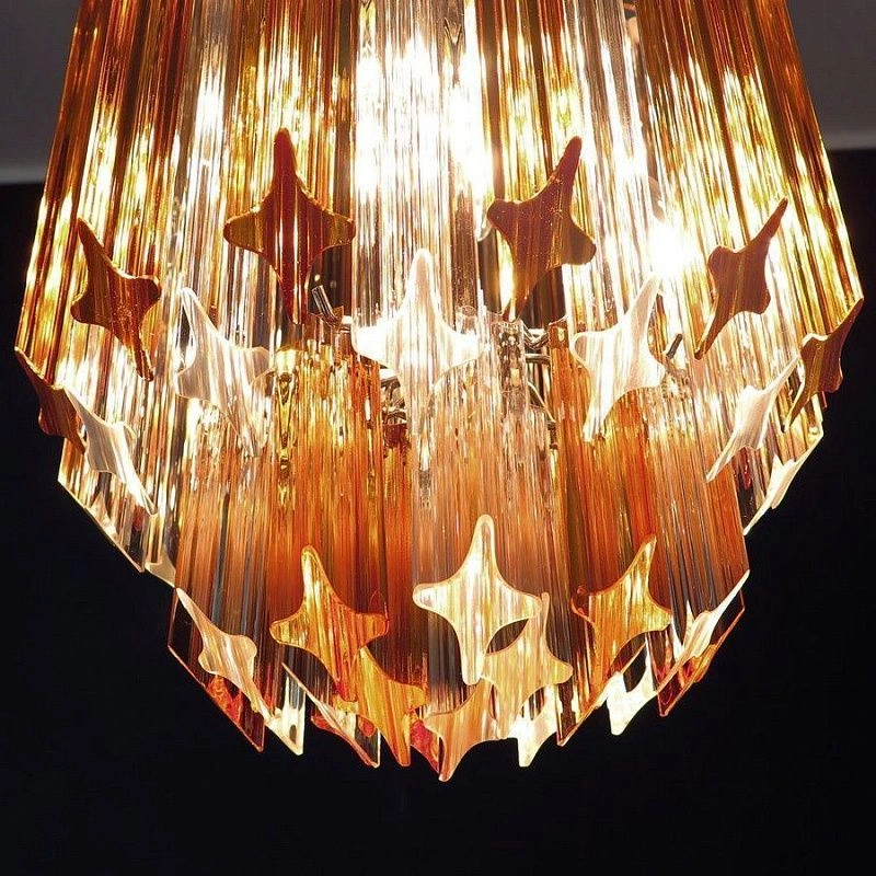 Винтажная люстра Murano Chandelier 47 Clear and Yellow Prism Glass