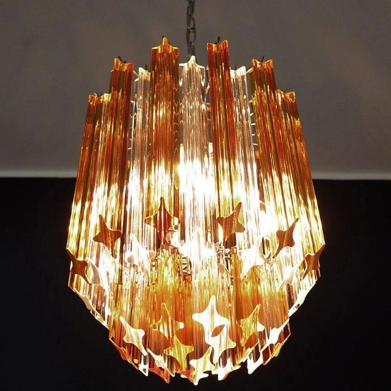Винтажная люстра Murano Chandelier 47 Clear and Yellow Prism Glass