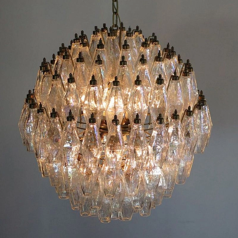 Винтажная люстра Murano Chandelier 140 Iris Clear Poliedri Glass