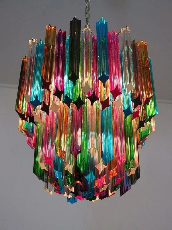Винтажная люстра Murano Chandelier 107 Multicolored Prism Glass