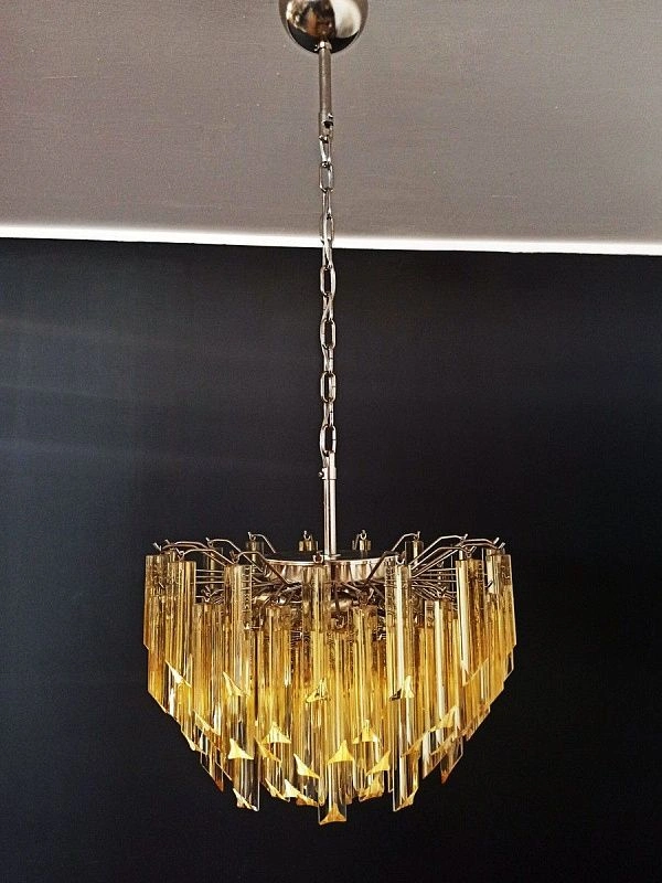 Винтажная люстра Murano Chandelier 107 Clear and Yellow Prism Glass