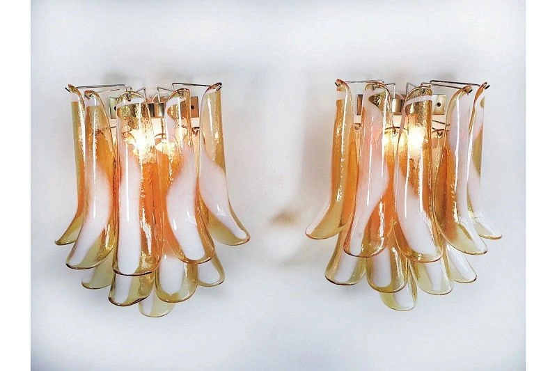 Настенный светильник Murano Wall Lamp 10 Caramel-Colored Petal Glass