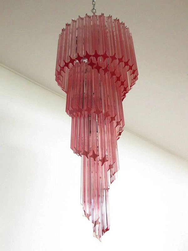 Винтажная люстра Murano Chandelier 86 Pink Prism Glass
