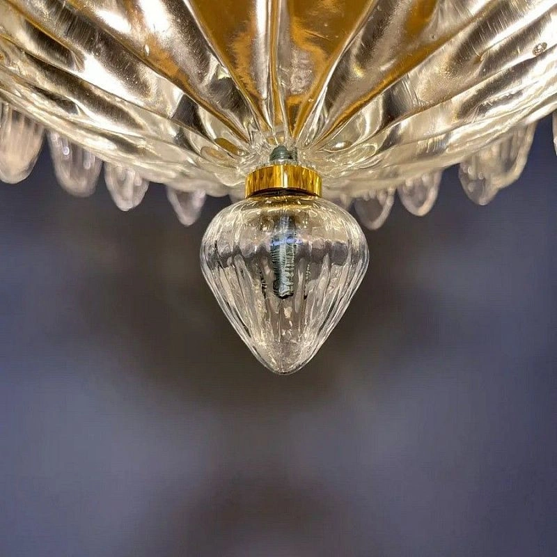 Винтажная люстра Murano Chandelier 82 Clear Palmette Glass