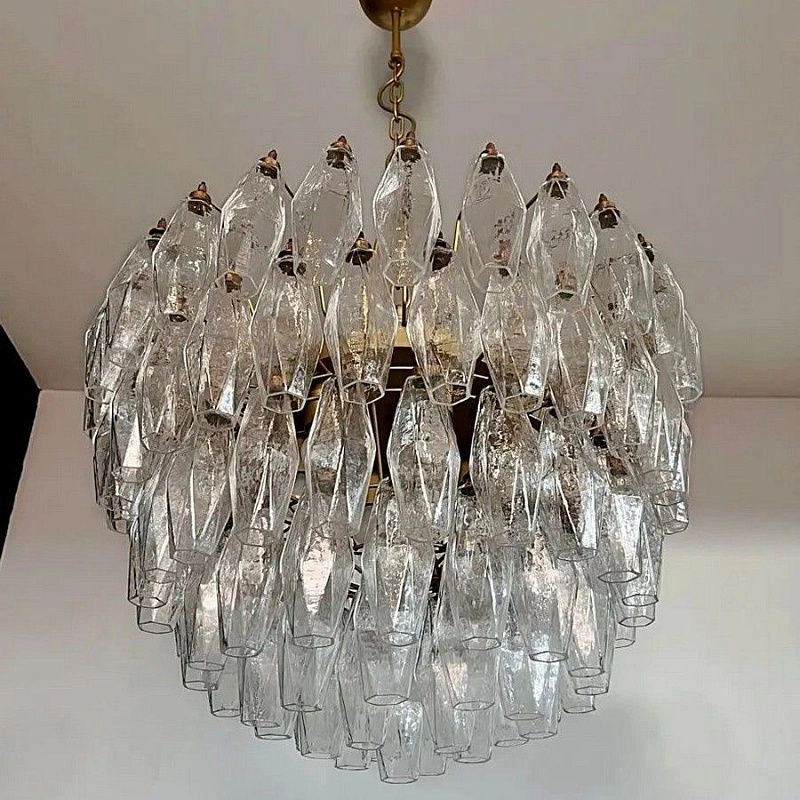 Винтажная люстра Murano Chandelier 111 Clear Poliedri Glass