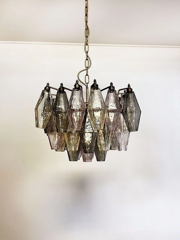 Винтажная люстра Murano Chandelier 56 Multicolored Poliedri Glass