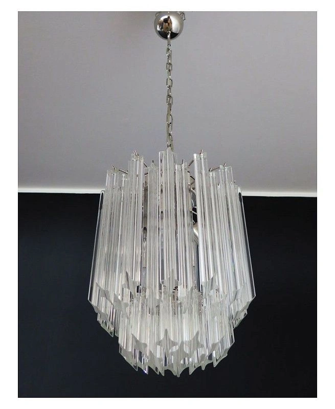 Винтажная люстра Murano Chandelier 47 Clear Prism Glass