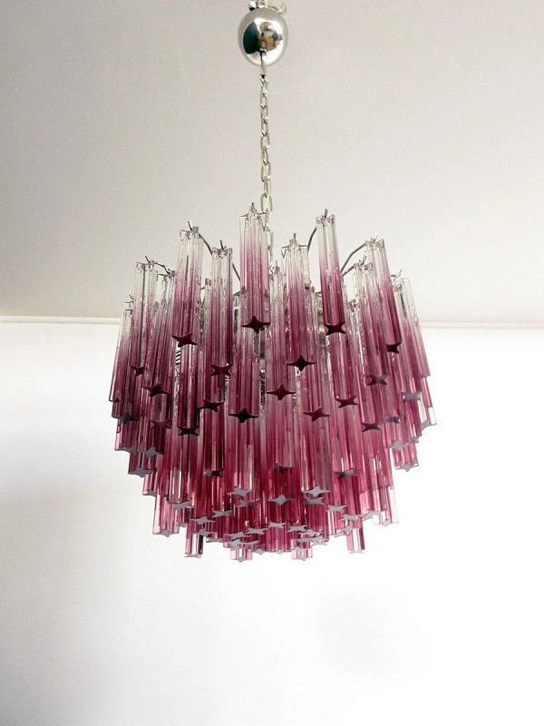 Винтажная люстра Murano Chandelier 107 Purple Prism Glass