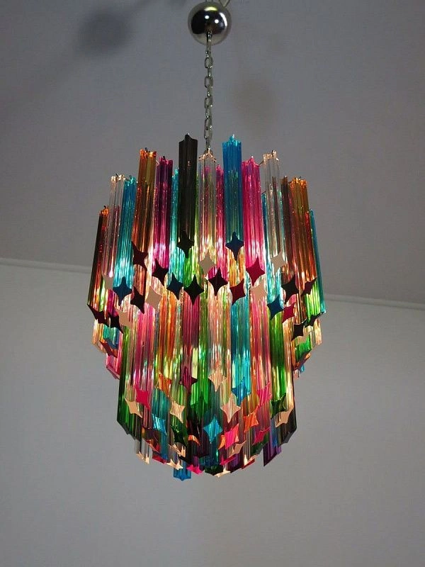 Винтажная люстра Murano Chandelier 107 Multicolored Prism Glass
