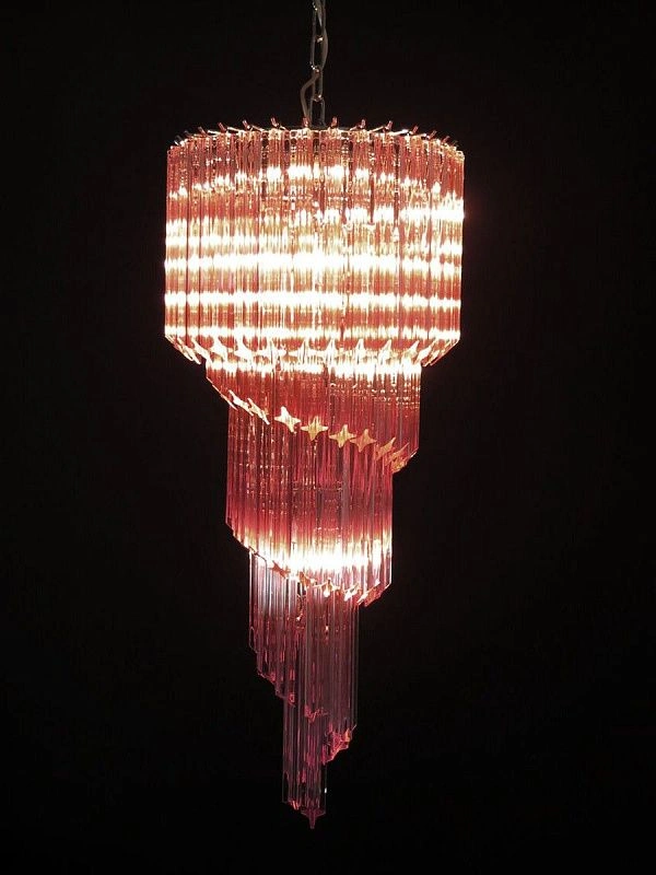 Винтажная люстра Murano Chandelier 86 Pink Prism Glass
