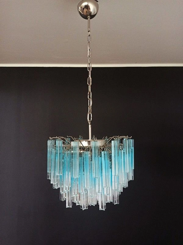 Винтажная люстра Murano Chandelier 107 Blue Prism Glass