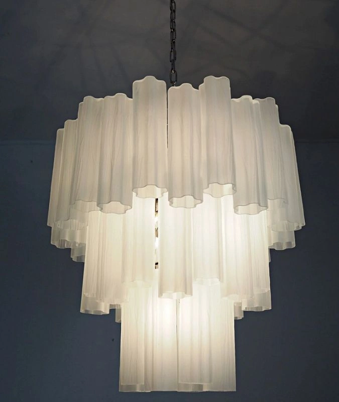 Винтажная люстра Murano Chandelier 48 Matte White Glass Tubes