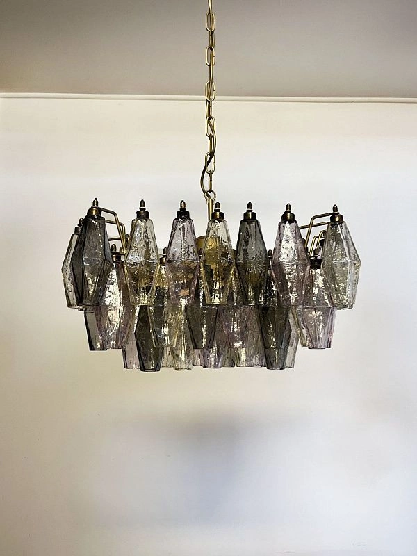 Винтажная люстра Murano Chandelier 56 Multicolored Poliedri Glass