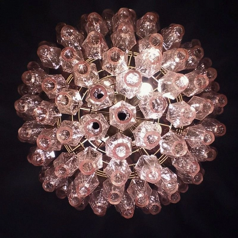 Винтажная люстра Murano Chandelier 140 Pink Poliedri Glass