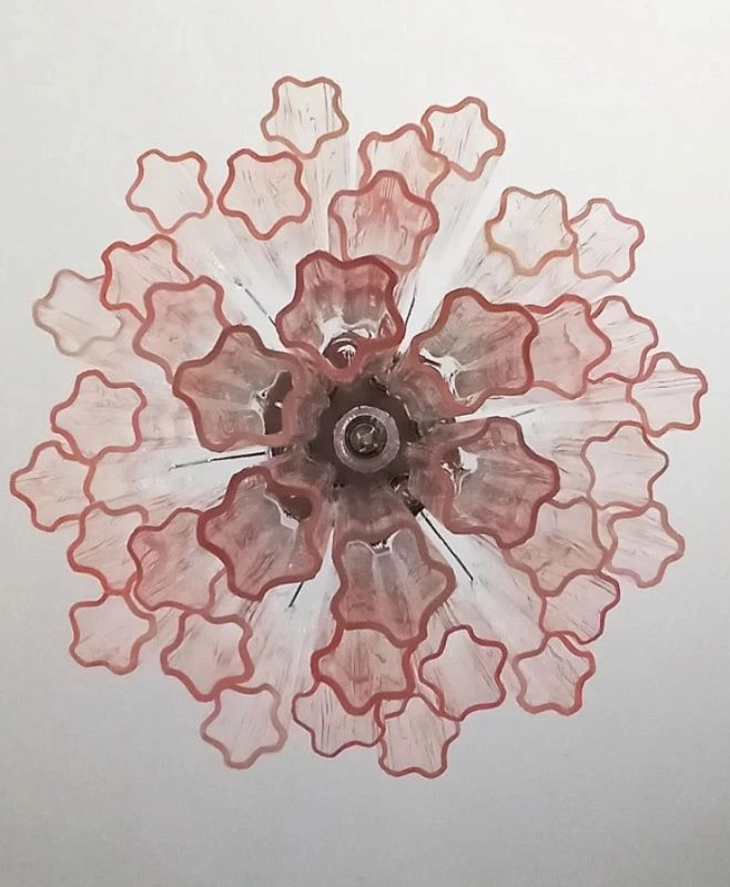 Винтажная люстра Murano Chandelier 36 Gradually Pink Glass Tube
