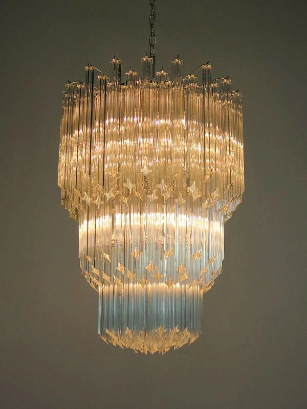Винтажная люстра Murano Chandelier 184 Clear Prism Glass