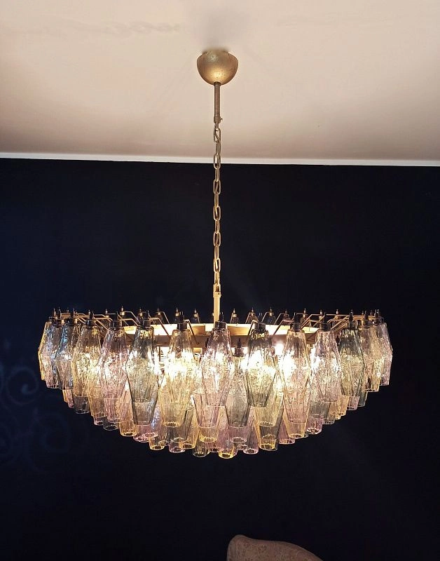 Винтажная люстра Murano Chandelier 185 Multicolored Poliedri Glass
